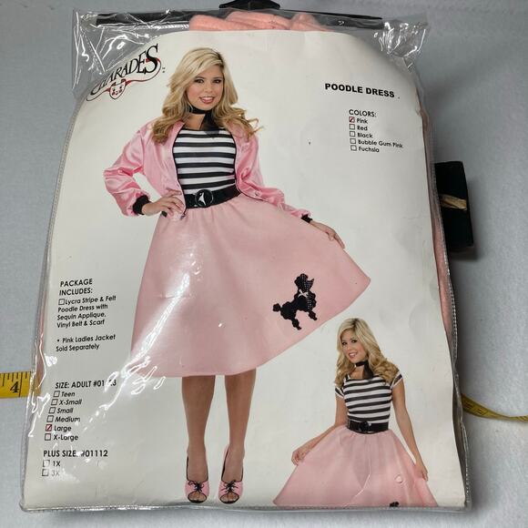 Charades  ADULT LARGE Pink Lady Poodle Dress w/Belt ONLY. Pre-Owned Excellent - Picture 1 of 11